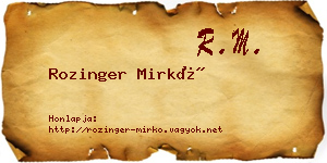 Rozinger Mirkó névjegykártya
